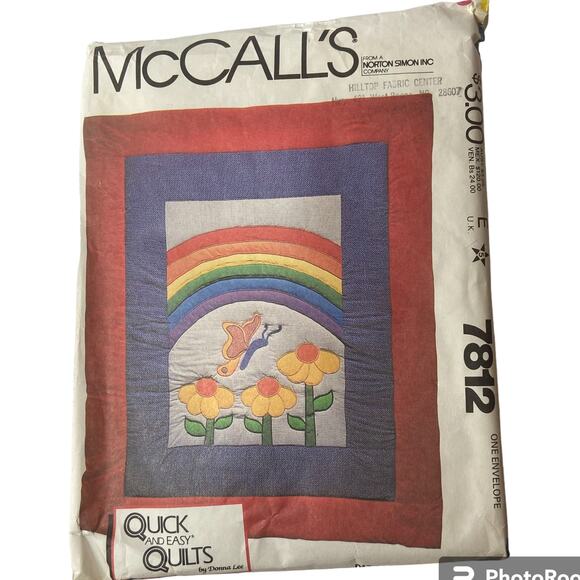 McCalls 7812 Rainbow Butterfly Quilt Pattern Twin Rainbow Floral Butterfly - Picture 2 of 5